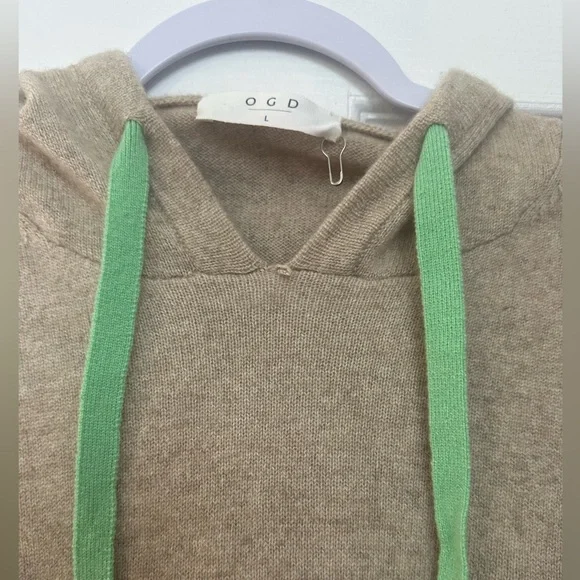NWOT One Grey Day Cashmere Lance Cashmere Hoodie Beige Large - Picture 2 of 6